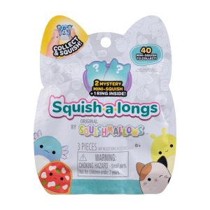 SQUISHMALLOWS SQUISH-A-LONGS figūriņas, 2-paka necaurspīdīgā iepakojumā, 2,5 cm