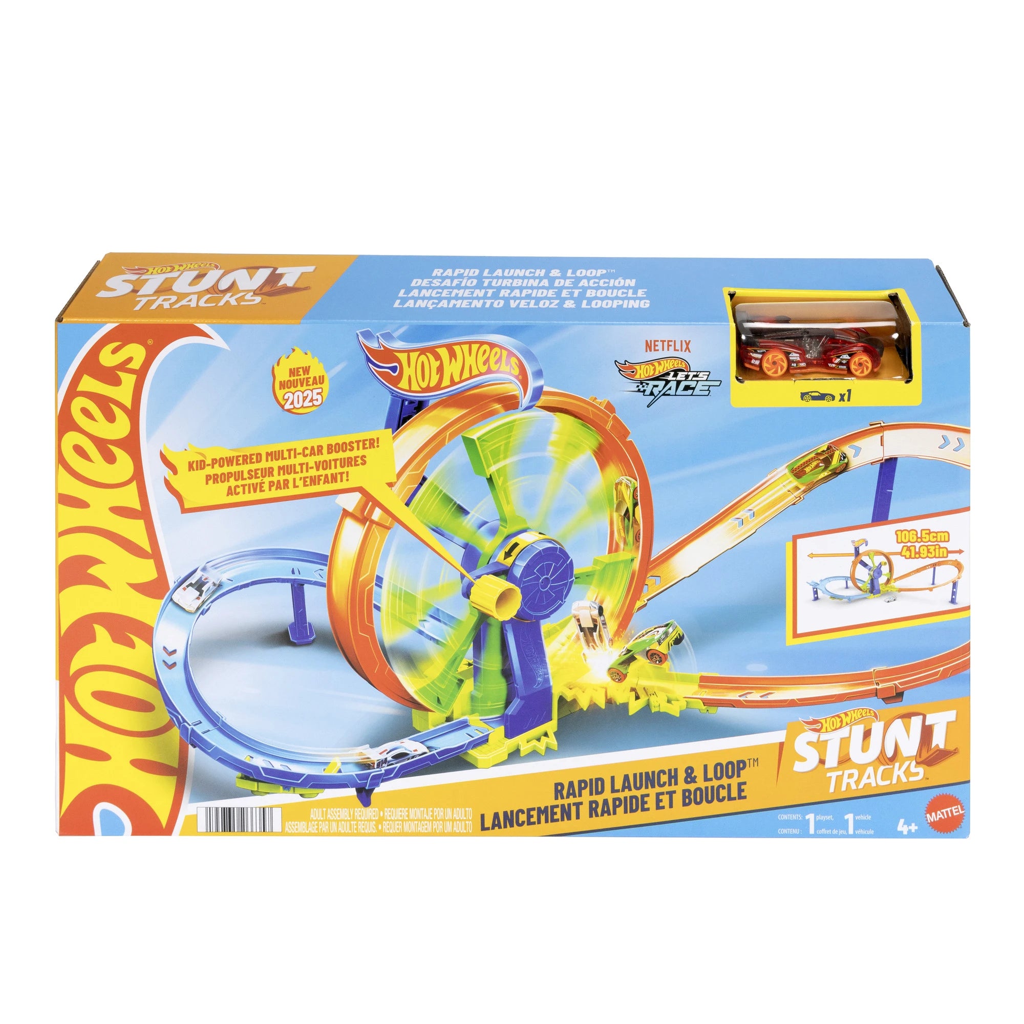 Autotrase Mattel Hot Wheels Stunt Rapid Launch & Loop JBX65, daudzkrāsaina