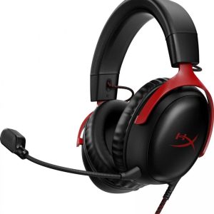 Vadu spēļu austiņas HyperX Cloud III. melna/sarkana