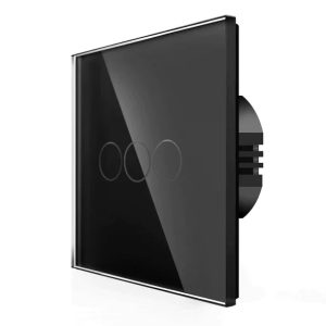 Spring Three Gang, One Way Touch Switch, Glass Black