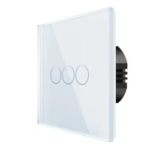 Spring Three Gang, One Way Touch Switch, Glass White