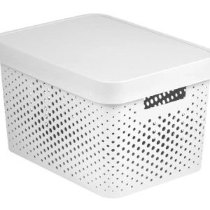 Uzglabāšanas kaste ar vāku, paredzēts uzglabāšanai Curver Infinity Dots, 17 l, balta krās., 35.8 x 26.8 x 22 cm