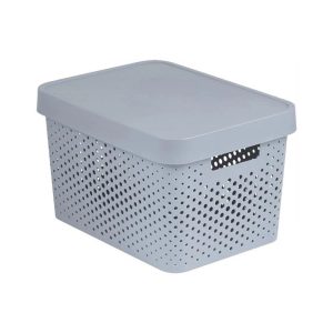 Uzglabāšanas kaste ar vāku, paredzēts uzglabāšanai/rotaļlietām Curver Infinity Dots, 17 l, pelēka krās., 35.8 x 26.8 x 22 cm
