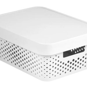 Uzglabāšanas kaste ar vāku, paredzēts uzglabāšanai Curver Infinity Dots, 11 l, balta krās., 36 x 27 x 14 cm