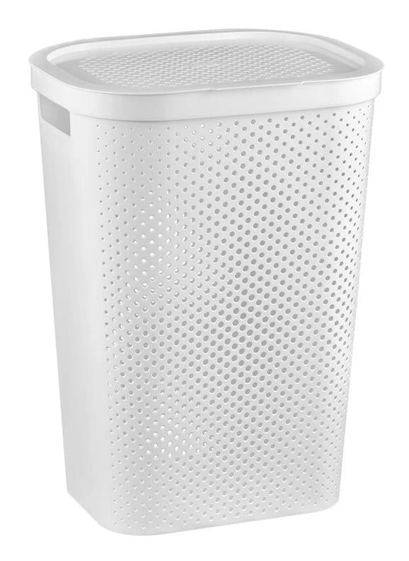 Veļas kaste Curver Infinity Dots, 60 l, balta krās., 44 cm x 35 cm