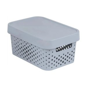 Uzglabāšanas kaste ar vāku, paredzēts uzglabāšanai/rotaļlietām Curver Infinity Dots, 4.5 l, pelēka krās., 27 x 19 x 12 cm