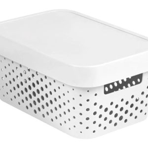Uzglabāšanas kaste ar vāku, paredzēts uzglabāšanai Curver Infinity Dots, 4.5 l, balta krās., 27 x 19 x 12 cm