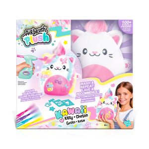 AIRBRUSH PLUSH Plīša DIY komplekts Kawaii Kitty ar aerogrāfu, 25 cm