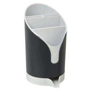 Galda piederumu organizatori, 20 cm x 11 cm x 13 cm, plastmasa, pelēka krās.