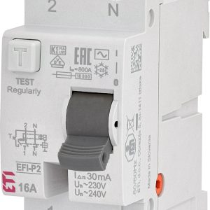 Strāvas noplūdes relejs ETI EFI-P2, 2P, 16 A, 240 V, 30 mA
