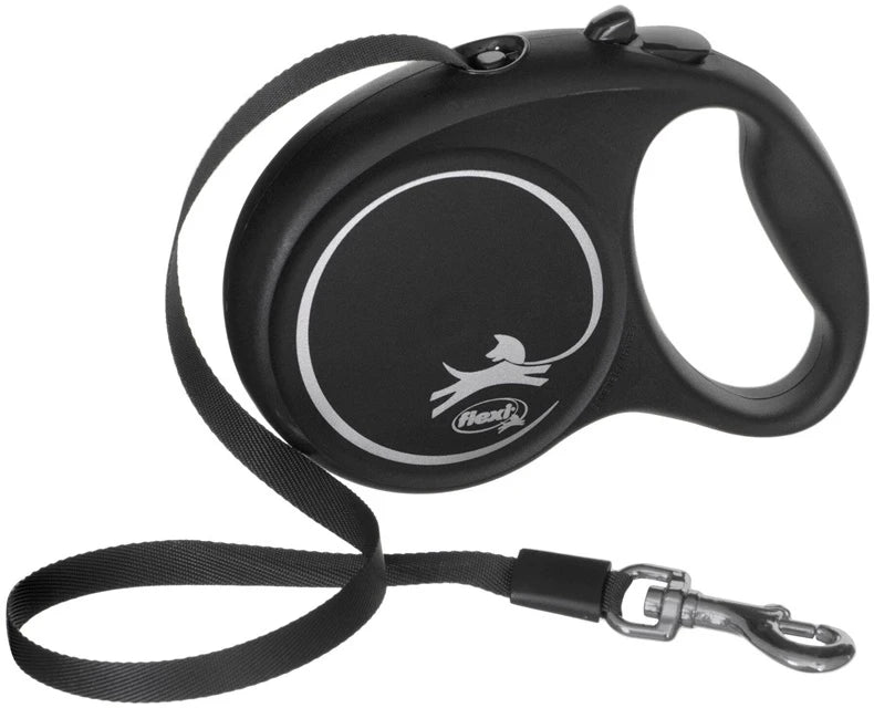 Automātiskā pavada Flexi Black Design, melna krās., M 5m