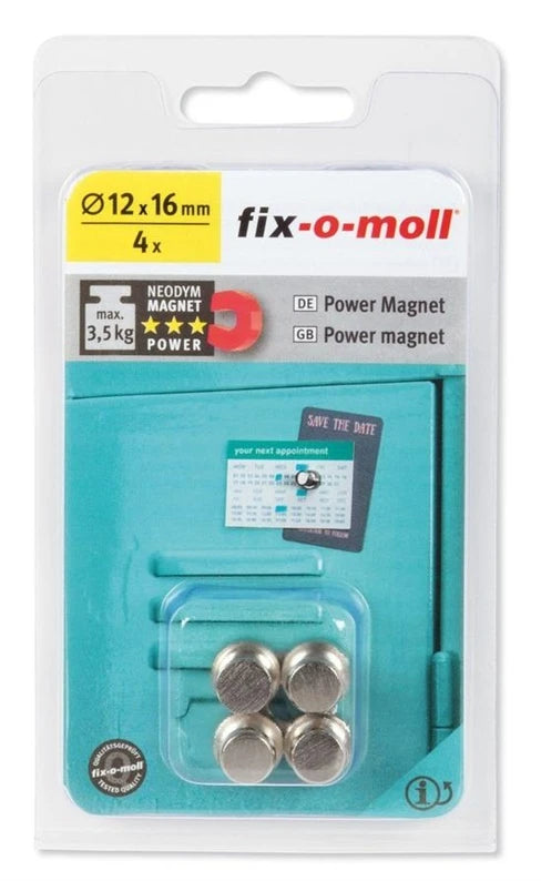 Magnēts Fix-O-Moll 3562820, pelēka krās., 4 gab.