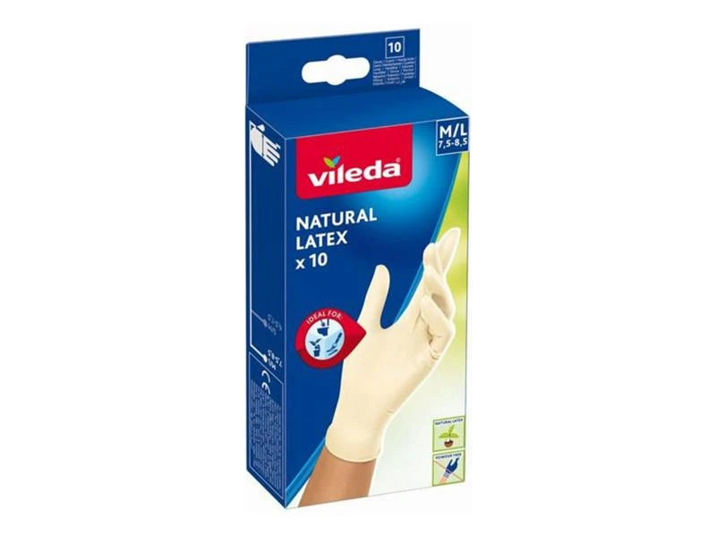 Cimdi lateksa Vileda Natural Latex, M/L, 10 gab.