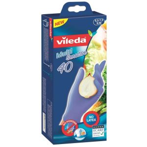 Cimdi gumija Vileda 4023103165946, violeta krās., S/M, 40 gab.