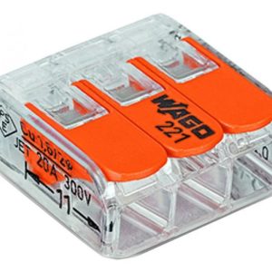 Vadu savienojums Wago 221-413, 3 x 0,2–4 mm², 32 A, oranža krās., 20 gab.