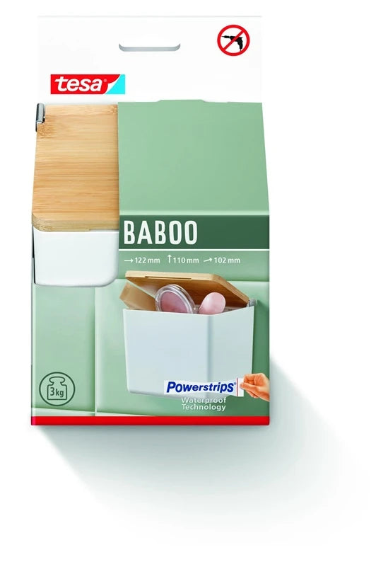 Kaste Tesa BABOO 40521-00000-00, balta, 10.2 cm x 11 cm x 12.2 cm