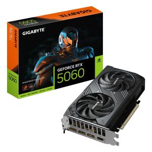 Graphics Card-GIGABYTE-NVIDIA-GeForce RTX 5060-2512 MHz-8 GB-GDDR7-128 bit-PCI Express 5.0-Active-GV-N5060WF2MAXOC-8GD