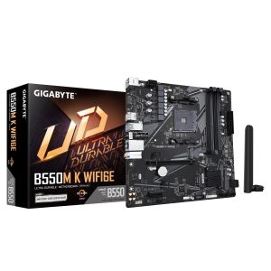 Mainboard-GIGABYTE-AMD B550-Socket AM4-micro ATX-RAM DDR4-SDRAM-4xSlots-Wi-Fi Yes-Bluetooth Yes-2xNumber of M.2 ,M,