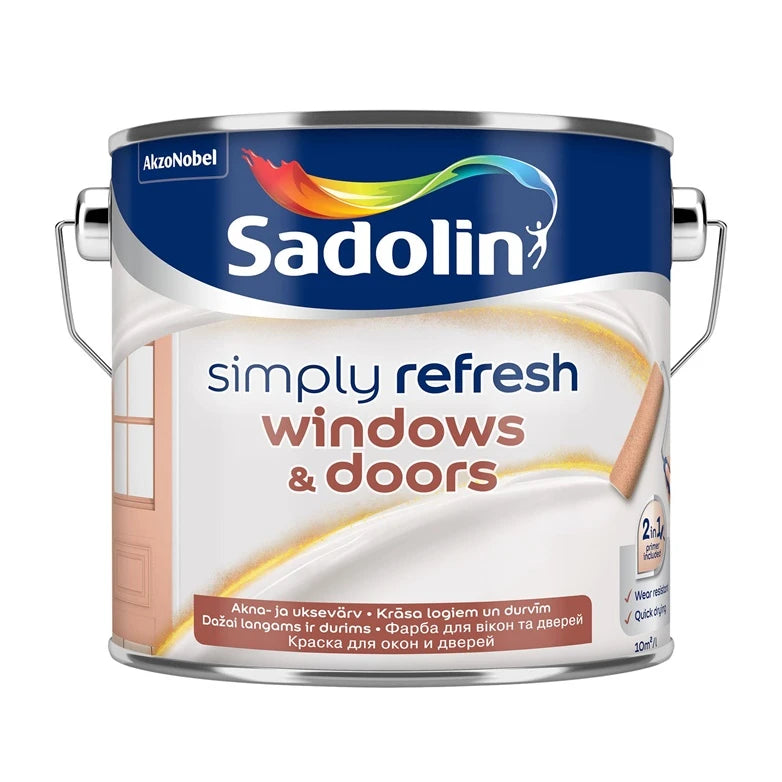 Krāsa, logi/durvis Sadolin Simply Refresh, pus-matēts, 2.5 l, balta