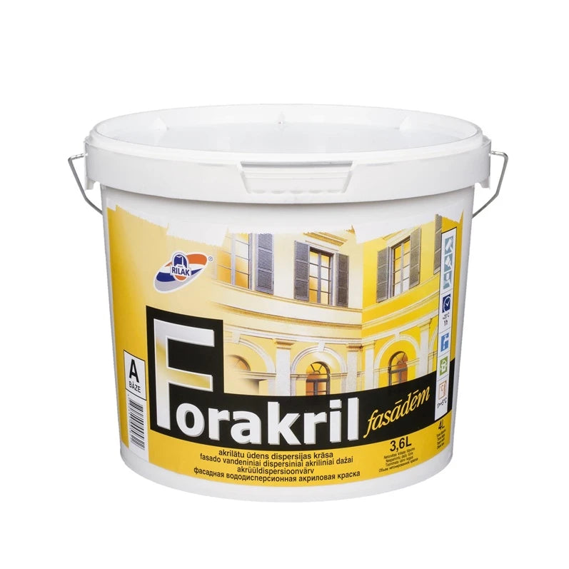 Fasāžu krāsa Rilak Forakril, balta krās., 3.6 l