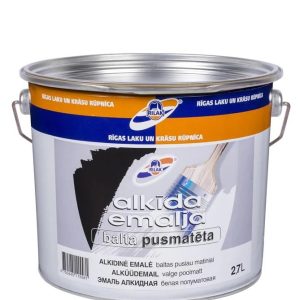 Emaljas krāsa, daudzveidīgs Rilak Alkida Emalja, pus-matēts, 2.7 l, balta krās.