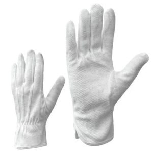 Cimdi tekstila ar PVC mikropunktējum,  balti 7.izm