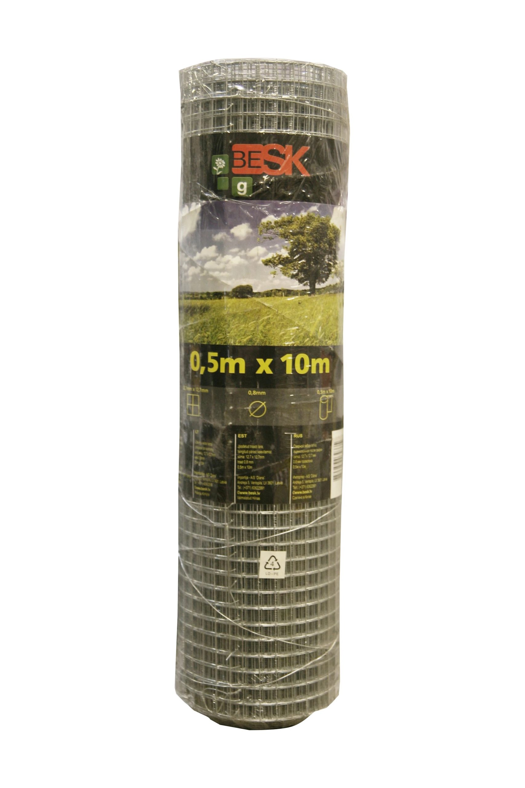 Žogs lodēts stieples 0.5mx10m ,12.7x12.7mm,