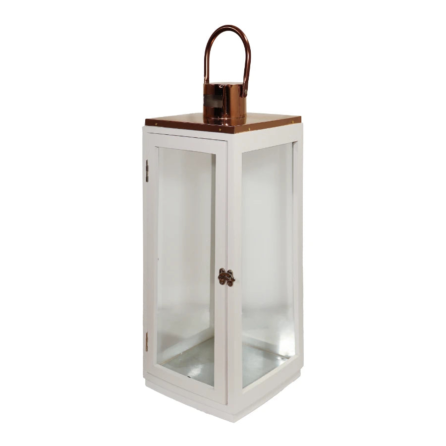 Laterna koka Poala 20x20x53cm, balta
