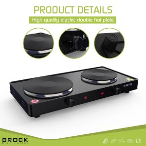 Brock EP 200 BK Two Ring Electric Hob 2500W, Black