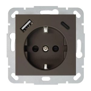 Kontaktdakša. USB A+C lādētājs Liregus Retro. brūna