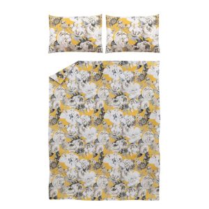 Gultas veļas komplekts Domoletti Reine Flowers, dzeltena/pelēka, 200 x 220 cm