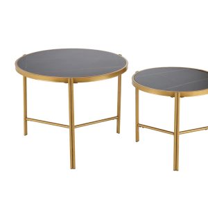 Kafijas galdiņu komplekts Domoletti, melna, 48 - 63 cm x 48 cm x 43 - 50 cm, 2 gab.
