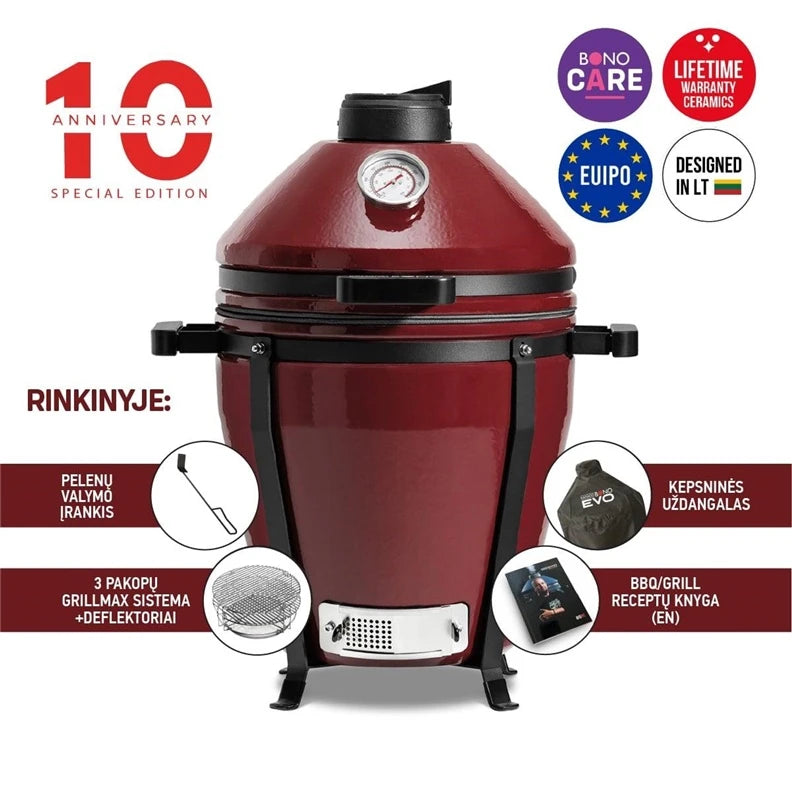 Grils Kamado Bono MINIMO EVO 16. sarkana. 54 cm