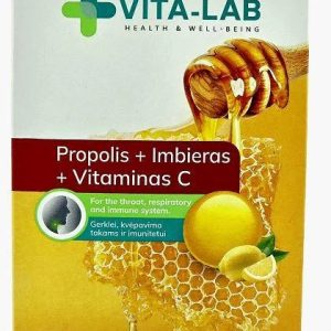 VITA-LAB pastilas kaklam ar propolisu, ingveru un C vitamīnu, 12 gab.