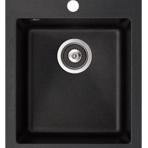 Virtuves izlietne Helika Simplex SQS 100-601 W, granīts, 42.5 cm x 50 cm x 19.5 cm, black metallic