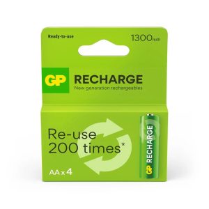 Uzlādējamās baterijas GP. AA. 1300 mAh. 4 gab.