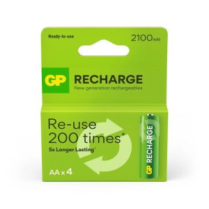 Uzlādējamās baterijas GP GPRHC212L001, AA, 2100 mAh, 4 gab.