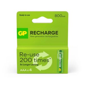 Uzlādējamās baterijas GP GPRHC083L001, AAA, 800 mAh, 4 gab.