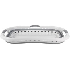 Beldray LA072979PGRYFEU7 Collapsible Hip Hugger Laundry Basket 37L, White/Grey