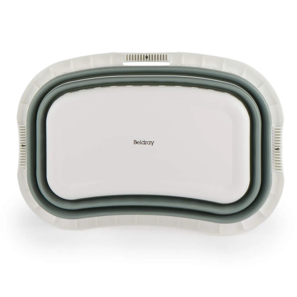 Beldray LA072979GRNFEU7 Collapsible Hip Hugger Laundry Basket 37 L, White/Grey