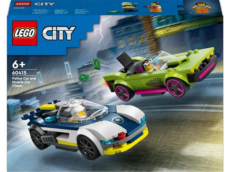 Konstruktors LEGO City Police Policijas auto un jaudīgā auto pakaļdzīšanās 60415, 213 gab.