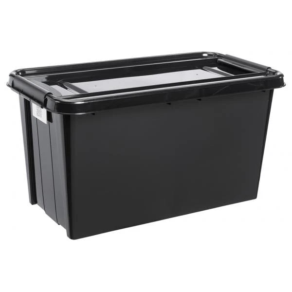Uzglabāšanas kaste ar vāku Probox Recycle, 70 l, melna krās., 72.5 x 39.5 x 39 cm