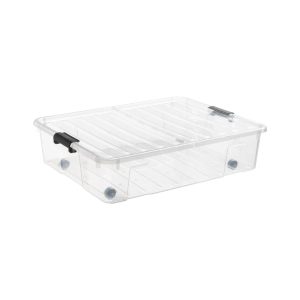 Uzglabāšanas kaste ar riteņiem Plast Team, 49 l, caurspīdīga, 70.4 x 56 x 18.2 cm