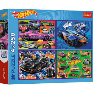 TREFL HOT WHEELS Pužļu komplekts 4x250 gab.