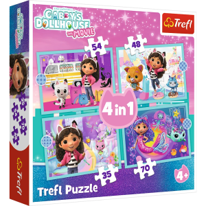 TREFL GABBY´S DOLLHOUSE Pužļu komplekts 4 in1