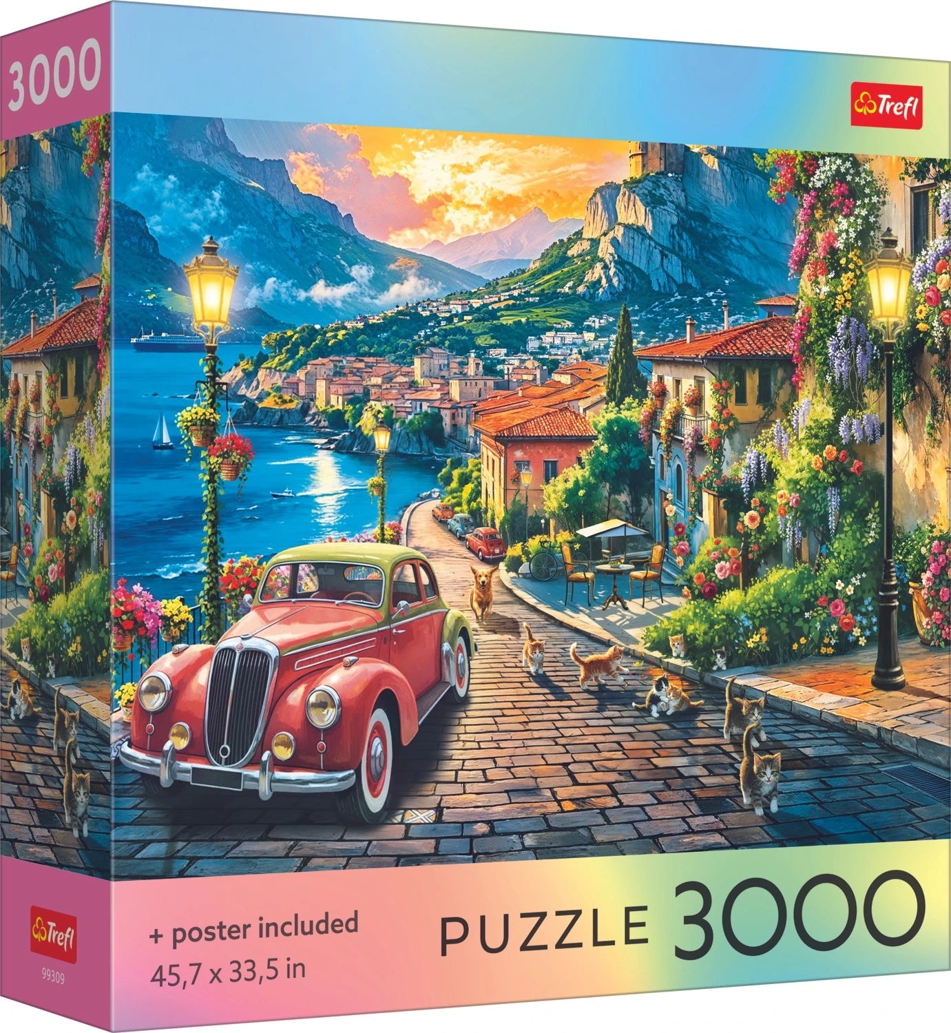 TREFL Puzle ar plakātu Itālijas ezermalas pilsētiņa, 3000 gab.