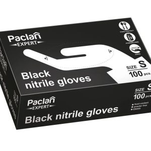 Cimdi vienreizēji Paclan, melna krās., S, 100 gab.