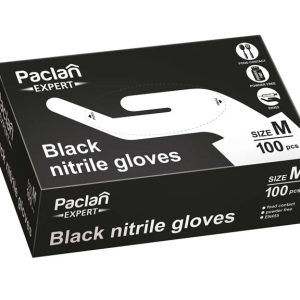 Cimdi vienreizēji Paclan, melna krās., M, 100 gab.