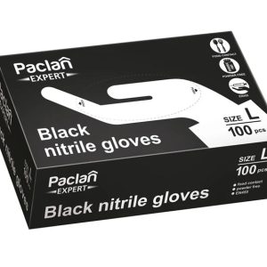 Cimdi vienreizēji Paclan, melna krās., L, 100 gab.