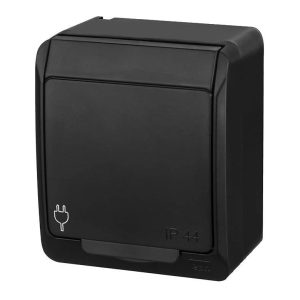 Kontaktligzda Elektro-Plast Hermes 0324-09, Iezemēta rozete, IP44, melna